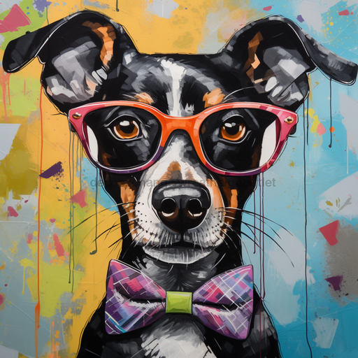 Dog With Glasses Sign Funny Animal Wall Art Dco-01187 For Wreath 10X10 Metal