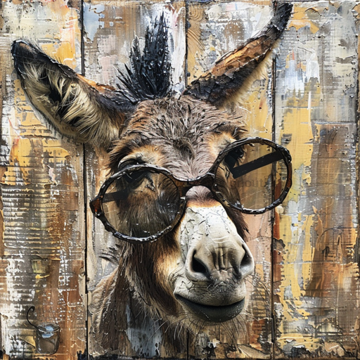 Donkey With Glasses Sign Funny Animal Wall Art Dco-01378 For Wreath 10X10’ Metal