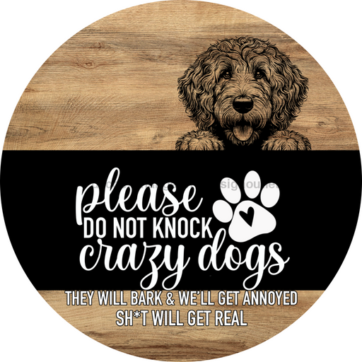 Dog Door Hanger, Hello Brought Treats Door Hanger, DCO-01975-DH, 18" Round Wood