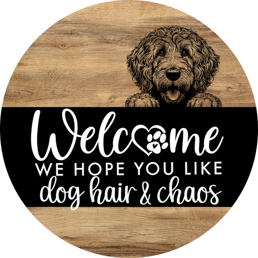 Dog Door Hanger, Hello Brought Treats Door Hanger, DCO-01975-DH, 18" Round Wood