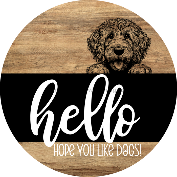 Dog Door Hanger, Hello Brought Treats Door Hanger, DCO-01975-DH, 18" Round Wood