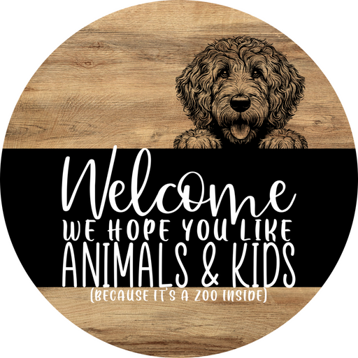 Dog Door Hanger, Hello Brought Treats Door Hanger, DCO-01975-DH, 18" Round Wood
