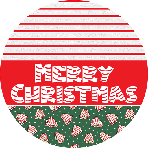 Door Hanger, Christmas Sign, Green Christmas Cake Sign, Welcome Sign, 18" Wood Sign, Round Sign, DecoExchange - DecoExchange®