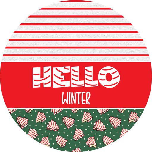 Door Hanger, Christmas Sign, Green Christmas Cake Sign, Welcome Sign, 18" Wood Sign, Round Sign, DecoExchange - DecoExchange®