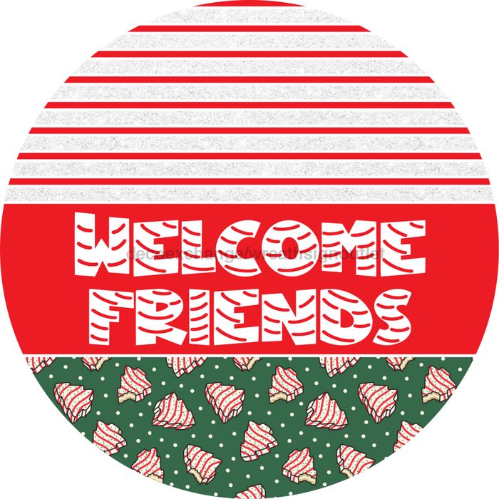 Door Hanger, Christmas Sign, Green Christmas Cake Sign, Welcome Sign, 18" Wood Sign, Round Sign, DecoExchange - DecoExchange®