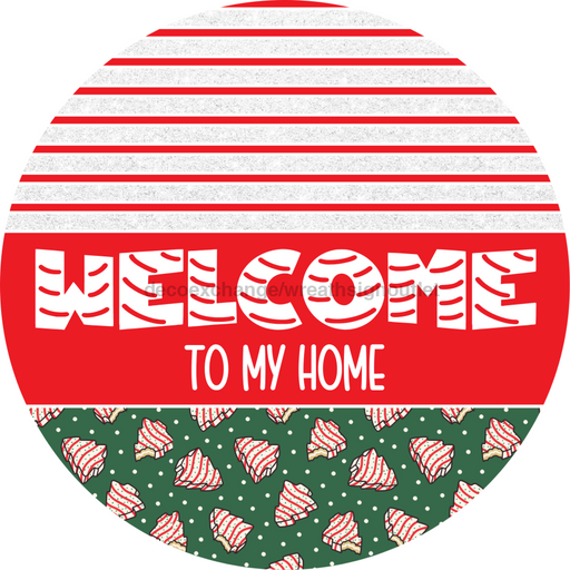 Door Hanger, Christmas Sign, Green Christmas Cake Sign, Welcome Sign, 18" Wood Sign, Round Sign, DecoExchange - DecoExchange®