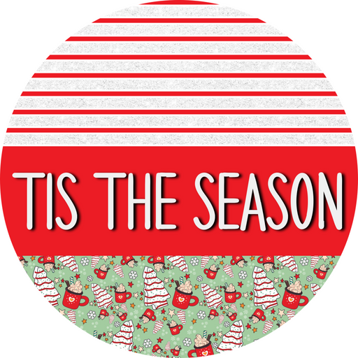 Door Hanger, Christmas Sign, Mint Christmas Cake Sign, Welcome Sign, 18" Wood Sign, Round Sign, DecoExchange - DecoExchange®