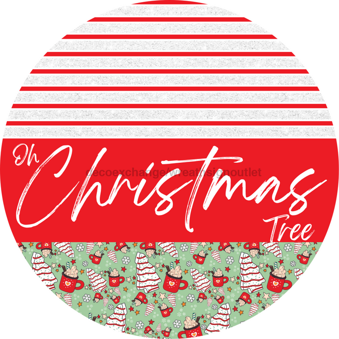 Door Hanger, Christmas Sign, Mint Christmas Cake Sign, Welcome Sign, 18" Wood Sign, Round Sign, DecoExchange - DecoExchange®