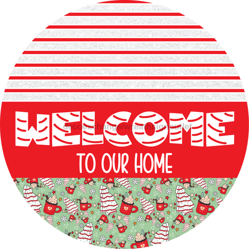 Door Hanger, Christmas Sign, Mint Christmas Cake Sign, Welcome Sign, 18" Wood Sign, Round Sign, DecoExchange - DecoExchange®