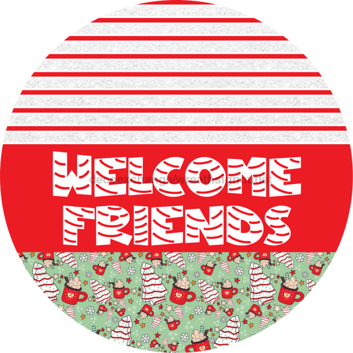 Door Hanger, Christmas Sign, Mint Christmas Cake Sign, Welcome Sign, 18" Wood Sign, Round Sign, DecoExchange - DecoExchange®