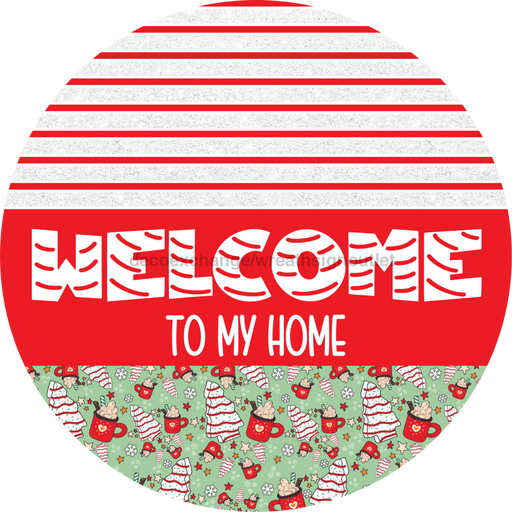 Door Hanger, Christmas Sign, Mint Christmas Cake Sign, Welcome Sign, 18" Wood Sign, Round Sign, DecoExchange - DecoExchange®