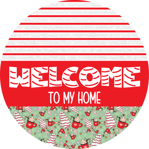 Door Hanger, Christmas Sign, Mint Christmas Cake Sign, Welcome Sign, 18" Wood Sign, Round Sign, DecoExchange - DecoExchange®