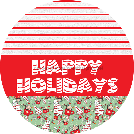 Door Hanger, Christmas Sign, Mint Christmas Cake Sign, Welcome Sign, 18" Wood Sign, Round Sign, DecoExchange - DecoExchange®