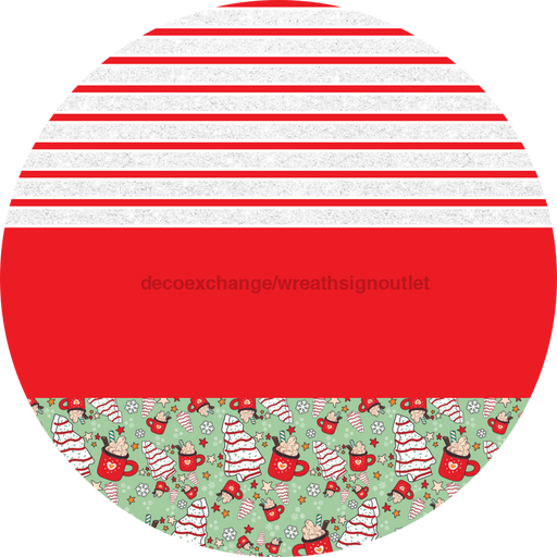 Door Hanger, Christmas Sign, Mint Christmas Cake Sign, Welcome Sign, 18" Wood Sign, Round Sign, DecoExchange - DecoExchange®