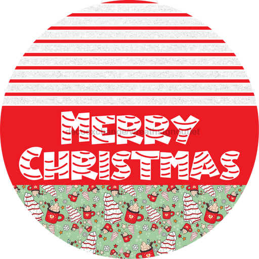 Door Hanger, Christmas Sign, Mint Christmas Cake Sign, Welcome Sign, 18" Wood Sign, Round Sign, DecoExchange - DecoExchange®