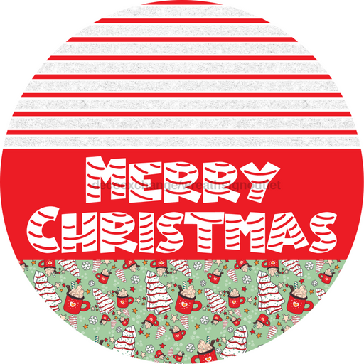 Door Hanger, Christmas Sign, Mint Christmas Cake Sign, Welcome Sign, 18" Wood Sign, Round Sign, DecoExchange - DecoExchange®