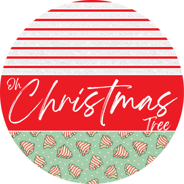 Door Hanger, Christmas Sign, Mint Green Christmas Cake Sign, Welcome Sign, 18" Wood Sign, Round Sign, DecoExchange - DecoExchange®