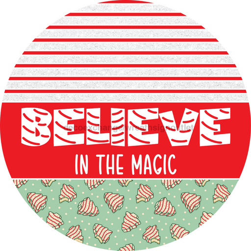 Door Hanger, Christmas Sign, Mint Green Christmas Cake Sign, Welcome Sign, 18" Wood Sign, Round Sign, DecoExchange - DecoExchange®