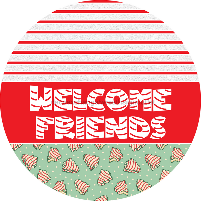 Door Hanger, Christmas Sign, Mint Green Christmas Cake Sign, Welcome Sign, 18" Wood Sign, Round Sign, DecoExchange - DecoExchange®