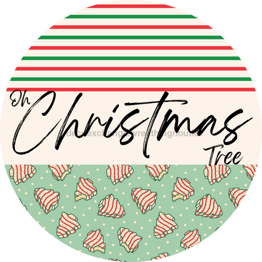 Door Hanger, Christmas Sign, Mint Stripe Christmas Cake Sign, Welcome Sign, 18" Wood Sign, Round Sign, DecoExchange - DecoExchange®