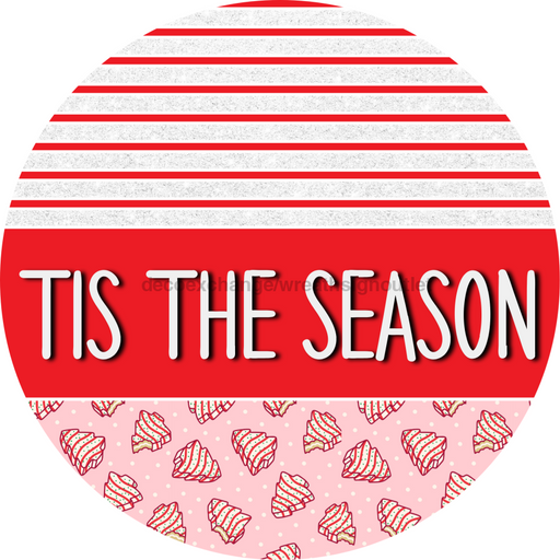 Door Hanger, Christmas Sign, Pink Christmas Cake Sign, Welcome Sign, 18" Wood Sign, Round Sign, DecoExchange - DecoExchange®