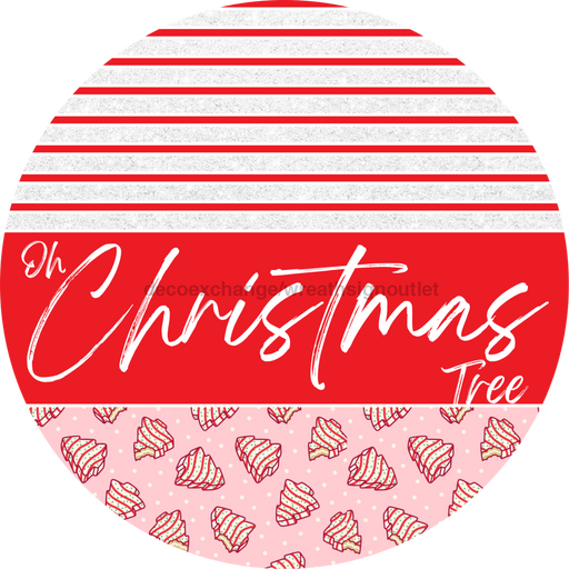 Door Hanger, Christmas Sign, Pink Christmas Cake Sign, Welcome Sign, 18" Wood Sign, Round Sign, DecoExchange - DecoExchange®