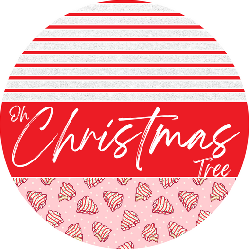 Door Hanger, Christmas Sign, Pink Christmas Cake Sign, Welcome Sign, 18" Wood Sign, Round Sign, DecoExchange - DecoExchange®