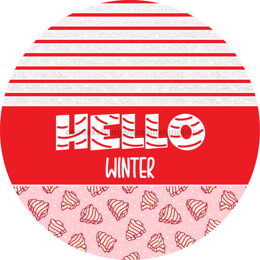 Door Hanger, Christmas Sign, Pink Christmas Cake Sign, Welcome Sign, 18" Wood Sign, Round Sign, DecoExchange - DecoExchange®