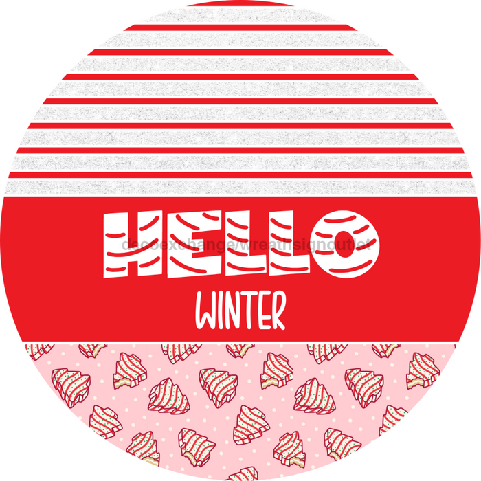 Door Hanger, Christmas Sign, Pink Christmas Cake Sign, Welcome Sign, 18" Wood Sign, Round Sign, DecoExchange - DecoExchange®