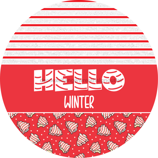 Door Hanger, Christmas Sign, Red Christmas Cake Sign, Welcome Sign, 18" Wood Sign, Round Sign, DecoExchange - DecoExchange®