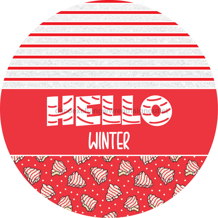 Door Hanger, Christmas Sign, Red Christmas Cake Sign, Welcome Sign, 18" Wood Sign, Round Sign, DecoExchange - DecoExchange®