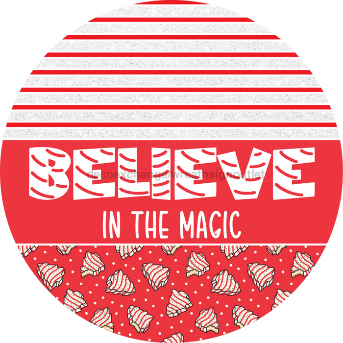 Door Hanger, Christmas Sign, Red Christmas Cake Sign, Welcome Sign, 18" Wood Sign, Round Sign, DecoExchange - DecoExchange®