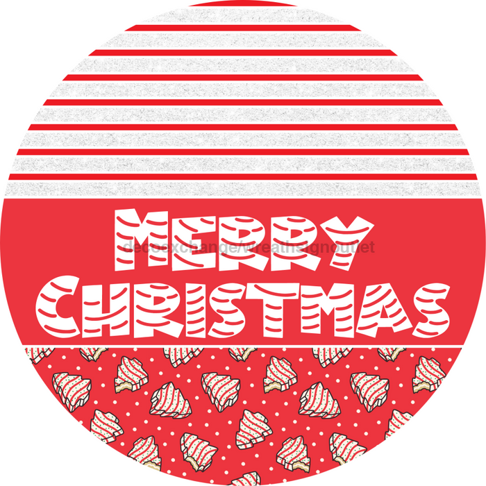 Door Hanger, Christmas Sign, Red Christmas Cake Sign, Welcome Sign, 18" Wood Sign, Round Sign, DecoExchange - DecoExchange®