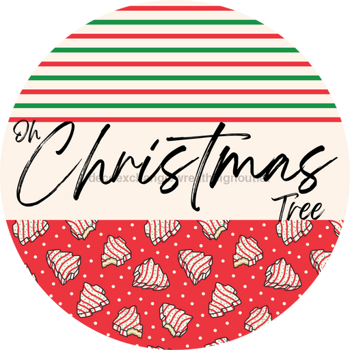 Door Hanger, Christmas Sign, Red Stripe Christmas Cake Sign, Welcome Sign, 18" Wood Sign, Round Sign, DecoExchange - DecoExchange®