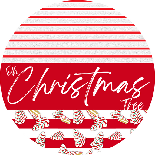 Door Hanger, Christmas Sign, Red White Christmas Cake Sign, Welcome Sign, 18" Wood Sign, Round Sign, DecoExchange - DecoExchange®