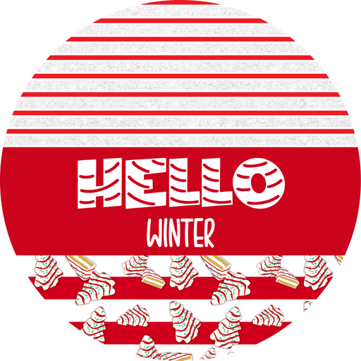 Door Hanger, Christmas Sign, Red White Christmas Cake Sign, Welcome Sign, 18" Wood Sign, Round Sign, DecoExchange - DecoExchange®