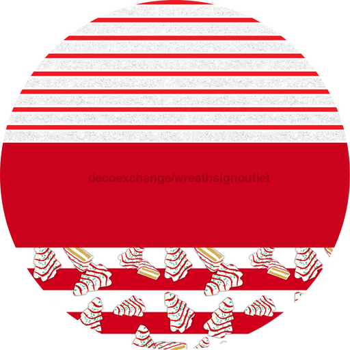 Door Hanger, Christmas Sign, Red White Christmas Cake Sign, Welcome Sign, 18" Wood Sign, Round Sign, DecoExchange - DecoExchange®