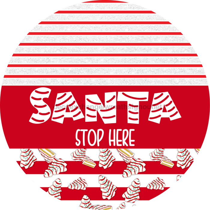 Door Hanger, Christmas Sign, Red White Christmas Cake Sign, Welcome Sign, 18" Wood Sign, Round Sign, DecoExchange - DecoExchange®