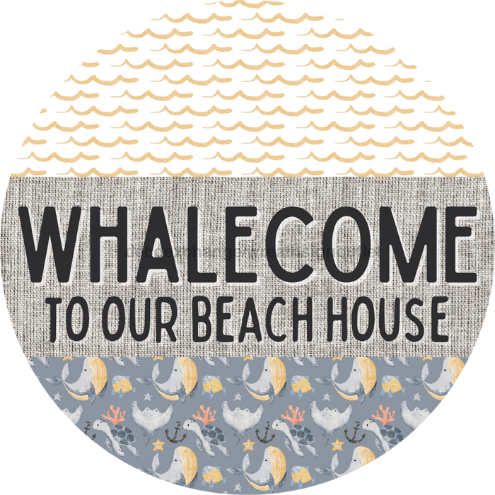 Door Hanger, Funny Nautical Sign, Whalecome Sign, Whale Sign, Beach Sign, Turtle Sign, 18" Wood Sign, Round Sign, DecoExchange - DecoExchange®