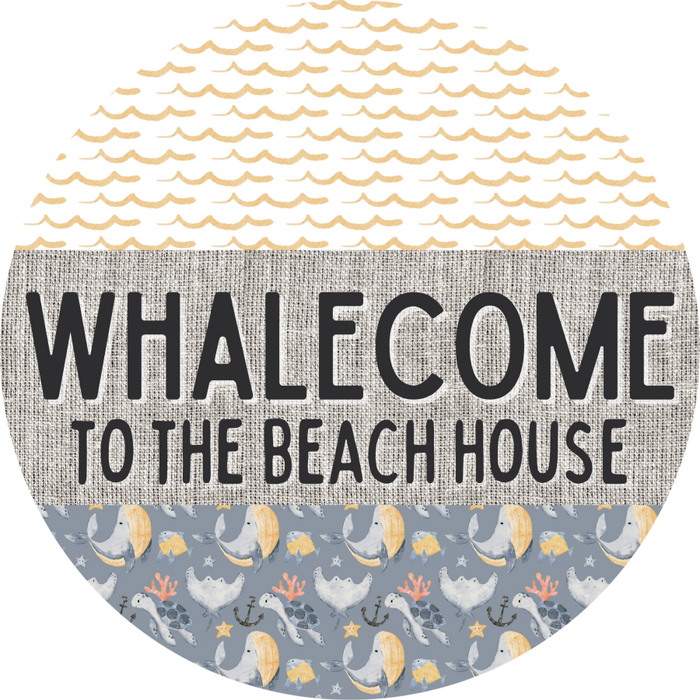 Door Hanger, Funny Nautical Sign, Whalecome Sign, Whale Sign, Beach Sign, Turtle Sign, 18" Wood Sign, Round Sign, DecoExchange - DecoExchange®