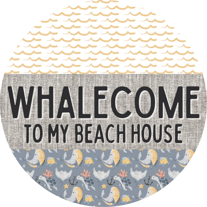 Door Hanger, Funny Nautical Sign, Whalecome Sign, Whale Sign, Beach Sign, Turtle Sign, 18" Wood Sign, Round Sign, DecoExchange - DecoExchange®