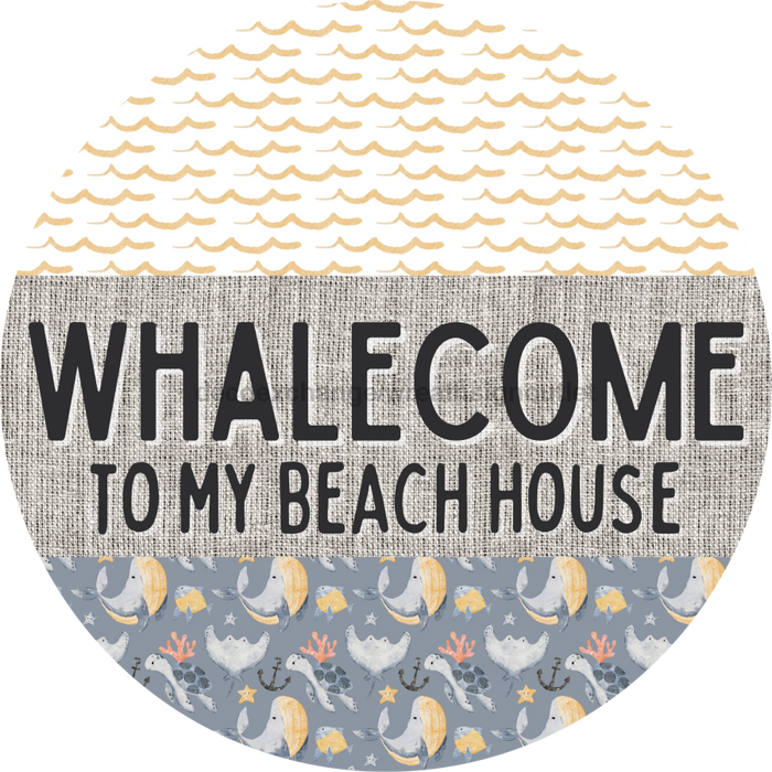 Door Hanger, Funny Nautical Sign, Whalecome Sign, Whale Sign, Beach Sign, Turtle Sign, 18" Wood Sign, Round Sign, DecoExchange - DecoExchange®