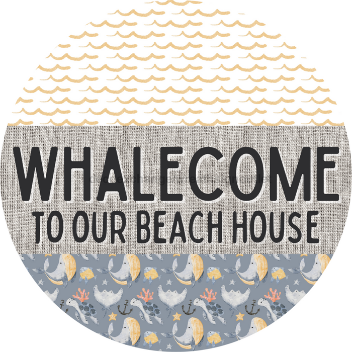 Door Hanger, Funny Nautical Sign, Whalecome Sign, Whale Sign, Beach Sign, Turtle Sign, 18" Wood Sign, Round Sign, DecoExchange - DecoExchange®