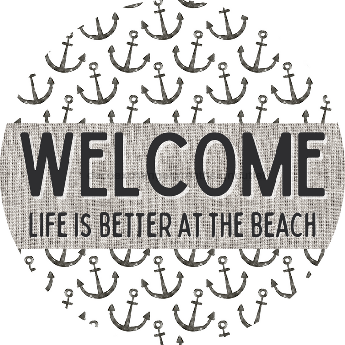Door Hanger, Nautical Sign, Anchor Sign, Beach Sign, 18" Wood Sign, Round Sign, DecoExchange - DecoExchange®