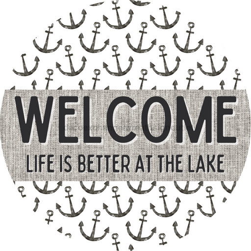 Door Hanger, Nautical Sign, Anchor Sign, Lake Sign, 18" Wood Sign, Round Sign, DecoExchange - DecoExchange®