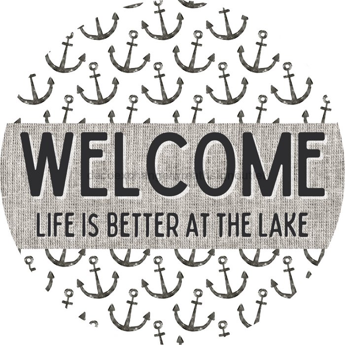 Door Hanger, Nautical Sign, Anchor Sign, Lake Sign, 18" Wood Sign, Round Sign, DecoExchange - DecoExchange®