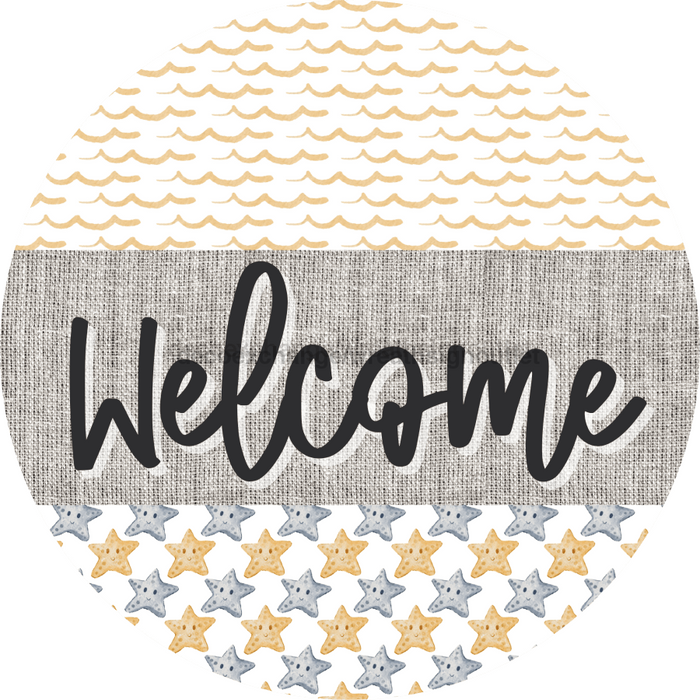 Door Hanger Nautical Sign Starfish Beach Decoe-2170-Dh 18 Wood Round