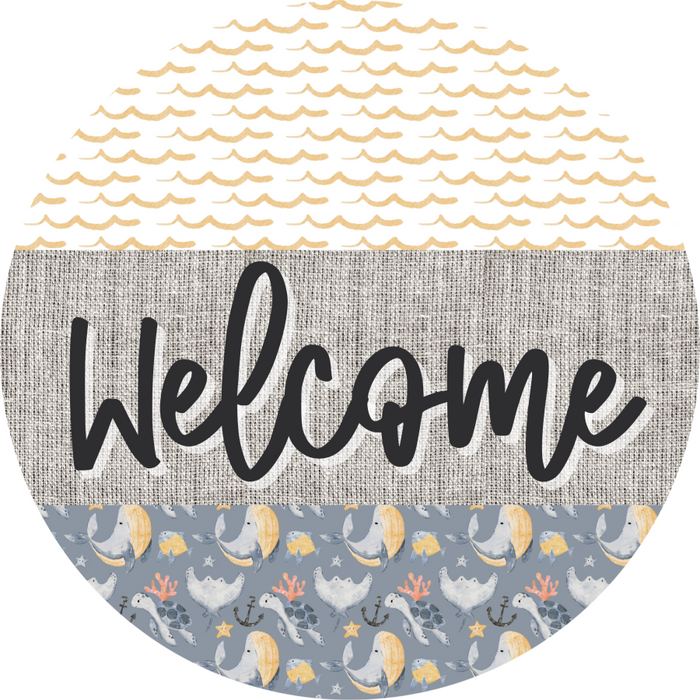 Door Hanger, Nautical Sign, Whale Sign, Beach Sign, Turtle Sign, 18" Wood Sign, Round Sign, DecoExchange - DecoExchange®