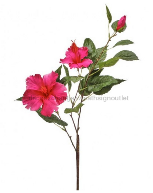 Double Hibiscus & Bud 29’’ Mtf24136-Fush Greenery