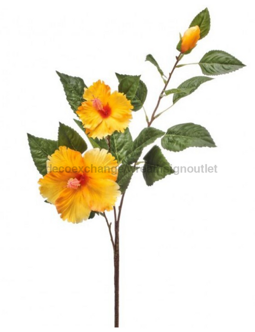 Double Hibiscus & Bud 29’’ Mtf24136-Yell Greenery